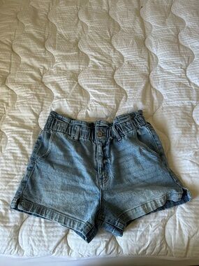 KanCan Light Blue Paperbag Waist Denim Shorts